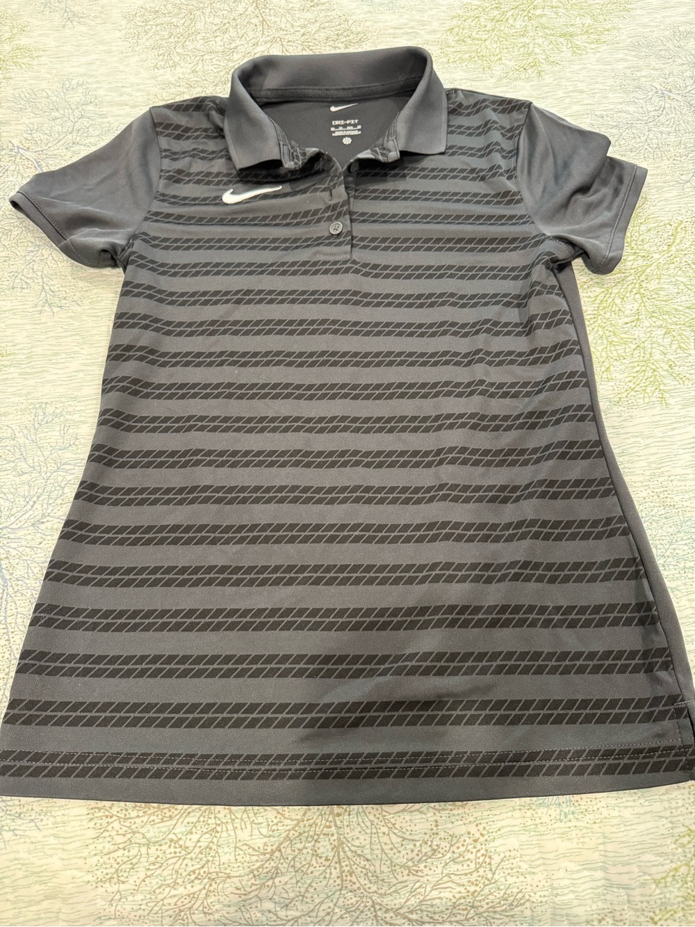 Nike Women's Black Striped Dri-FIT Golf Polo